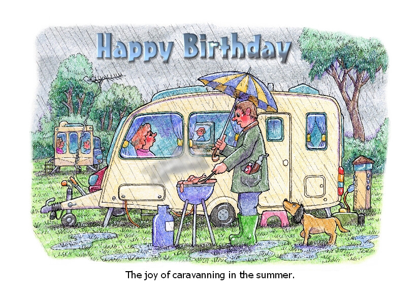 Armand Foster Happy Birthday Caravanning Grußkarte – A5, Blanko, Lustiger Spruch Für Camper