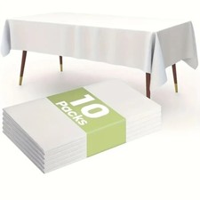 Premium Disposable Table Cloth Party Supply - 10 Pack 54" X 108" Rectangle-White