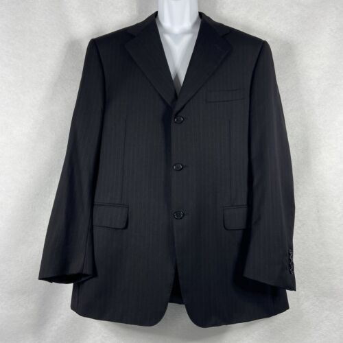 Canali Jacket Mens 52R US 42R Black Sport Coat 100% Wool Super 130’s Striped