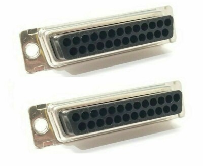 2pcs D-Sub Female Jack DB25pin Soldering Cup Cable End Connector Dsub 2PK, USA