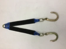 3"x30" Blue / Black Towing V-Bridle Strap with Sleeves & 8" Forged J-Hooks   