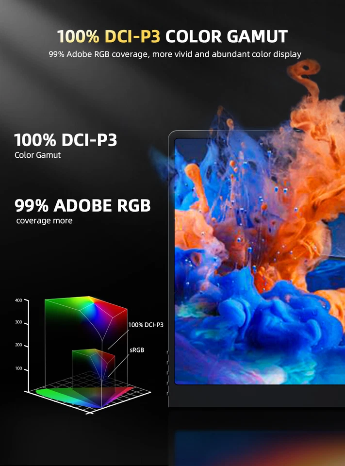 UPERFECT 16.0" OLED Portable Gaming Monitor IPS 3K Display For PS5 4 XBOX ONE PC - Image 2 of 4