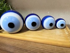 Evil Eye Candle - Handmade Blue Evil Eye Home Decor - Turkish Nazar Eye - Greek