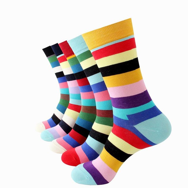 Plain 5 Colors Mens Colorful Crew Socks Premium Cotton with Soft