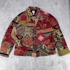 Chico's Jacket Women 2 Multicolor Patchwork Paisley Shacket Tapestry Art to Wear