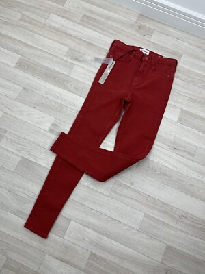 River Island Red High Waist Bum Sculpt Skinny Jeans Uk Regular