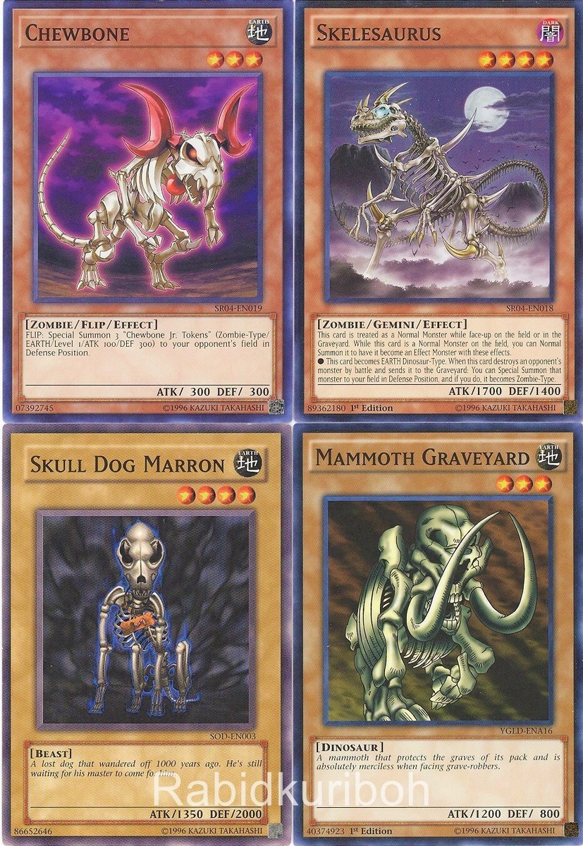 Yugioh Skull Dog Marron + Skelesaurus + Chewbone + Mammoth