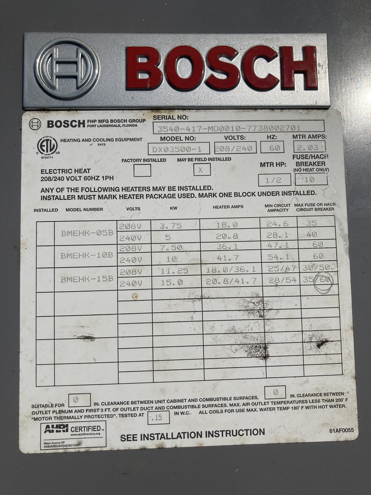 Bosch 8733906034 ecm Blower Motor Geo Thermal Heatpump . FAST  