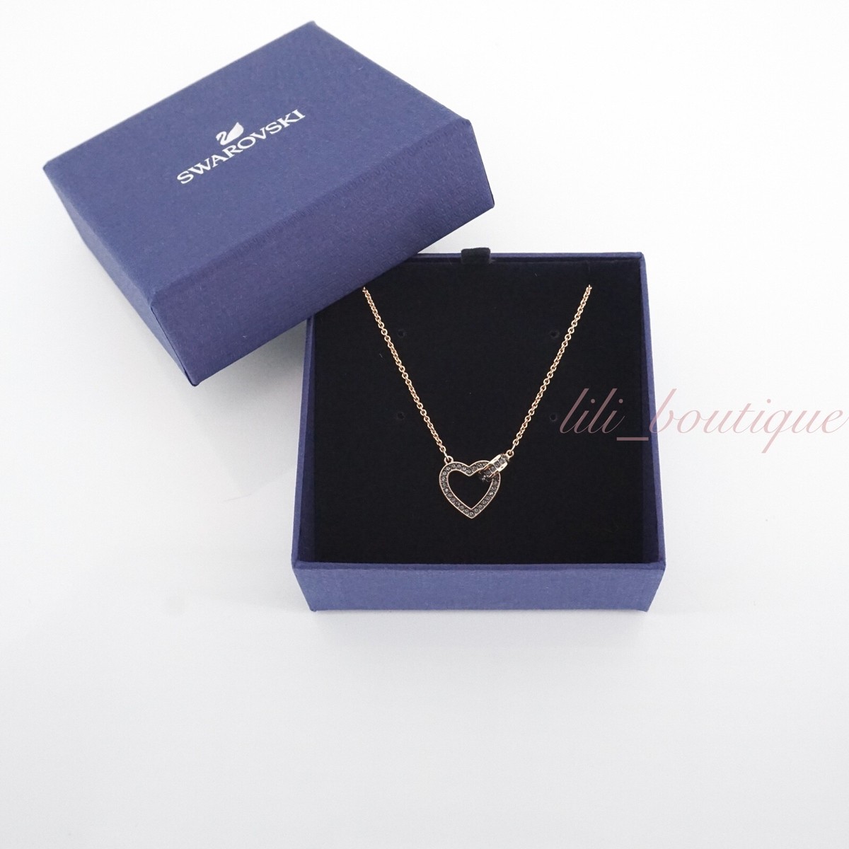 NIB Swarovski 5465686 Lovely Necklace Heart Crystal Gray