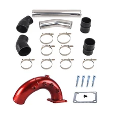 Intercooler Pipe & 3" Air Intake Elbow Tube Kit Red For 98.5-02 Dodge Ram 5.9L