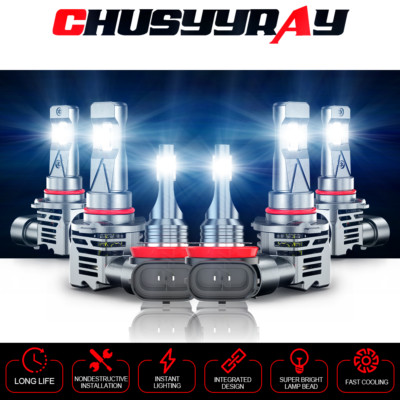For Mitsubishi Lancer 08-2015 6X LED Headlight Hi/Lo Beam + Fog Light Bulbs