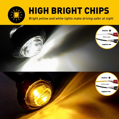 20PCS 3/4" 12V LED Side Marker Lights Truck Trailer Round Bullet Dual Color - Picture 3 of 26