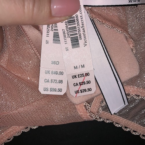 Victoria's Secret unlined longline 36D BRA SET M,L high-waist thong PINK shimmer - Picture 5 of 5