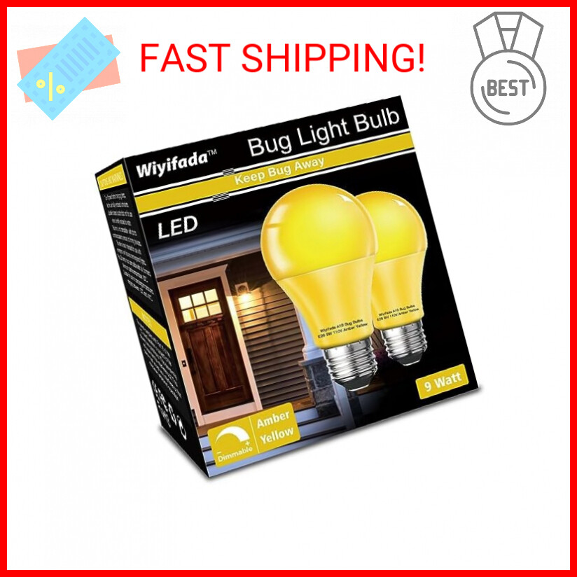 Wiyifada LED Bug Light Bulbs Outdoor 2 Pack,Dimmable 9W Amber Yellow ...