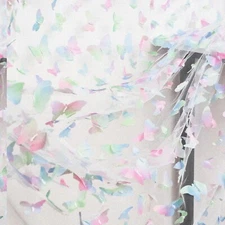 FlutterMesh: Gradient Blue 3D Butterfly Lace Fabric for DIY Wedding Dress, Veil,