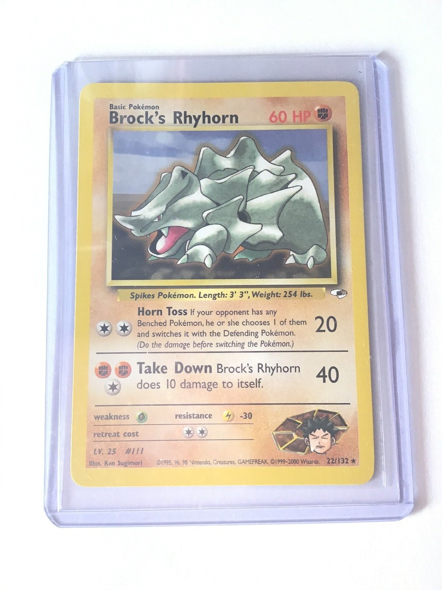 brock's rhyhorn pokemon card value Brock's Rhydon (2/132) - Gym Heroes 1st Edition Holofoil