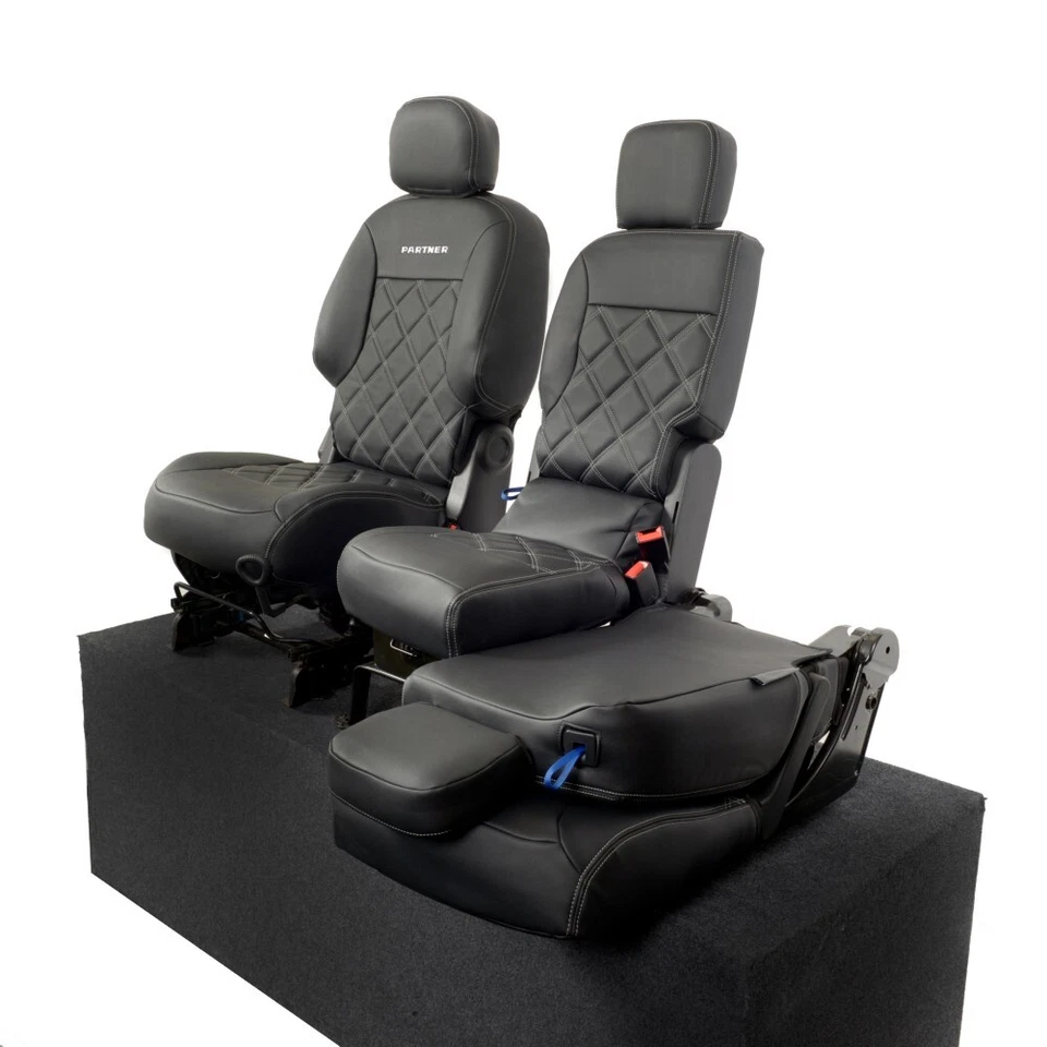FUNDAS ASIENTO DELANTERO PEUGEOT PARTNER POLIPIEL CON BORDADO (2008-2018) 756 Foto 3 de 4