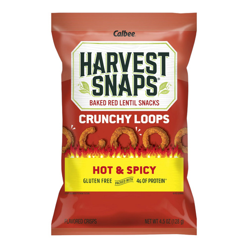 Harvest Snaps Crunchy Loops gebackene rote Linsen HOT & SPICY 2 Snacks 2,5 Unzen  - Bild 5 von 5