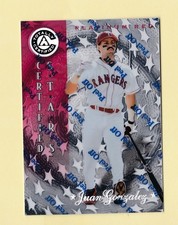 1997 Pinnacle Baseball Certified Stars Juan Gonzalez Platinum Red #142 SN/3999