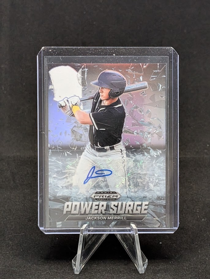 Jackson Merrill 2021 Panini Prizm Draft Picks Power Surge Auto Silver Prizm