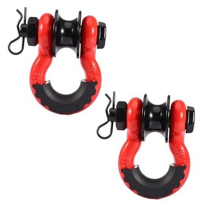 3/4'' D Ring Shackle with Upgraded Snatch Blocks,57,000 lbs(28.5 Ton) Red