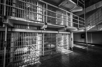 Prison Cells Alcatraz Prison San Francisco B&W Photo Laminated Poster 18x12