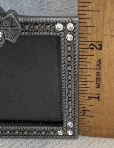 Lot Of 2- Elsa L Inc. Jewel Casted Metal Picture Frame 2X3 Opening Silver Finish - Picture 3 of 6