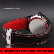 22mm Leather Watch Band Strap For Tag Heuer Carrera Diving Monaco F1 Bracelet