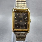 Seiko Tank Watch Women 19mm Brown Dial Gold Tone Rectangle 4700-3009 New Batt AB