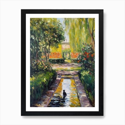 Gemälde einer Katze in Versailles Gar gerahmtes Wandbild Poster Leinwanddruck Bild
