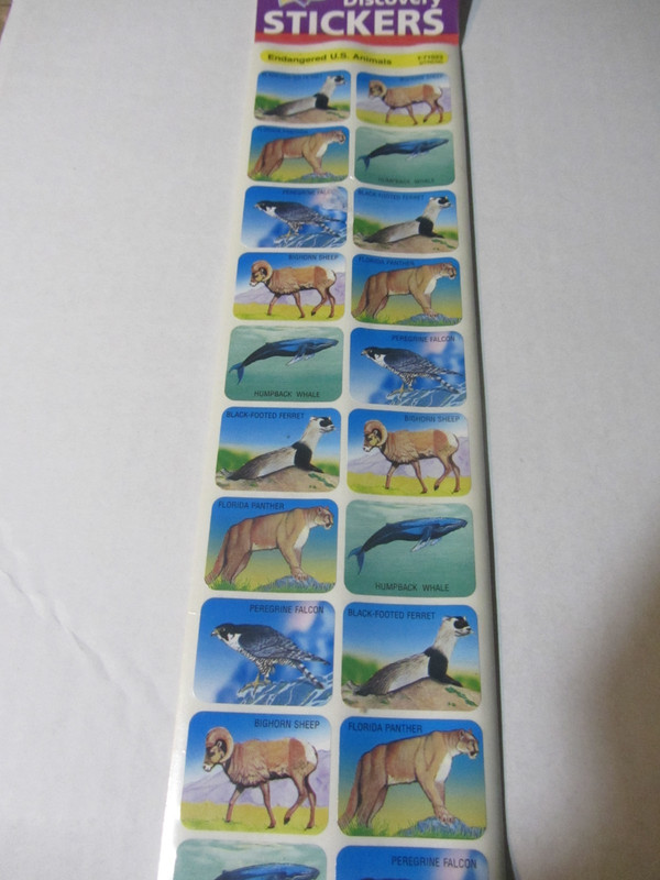 NEW-SEALED Discovery Stickers Endangered U.S. Animals, 100 stickers, Trend