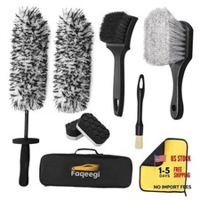 PCS Professional Wheel Detailing Kit - Microfiber Flat Rim Brush w/Removable 9