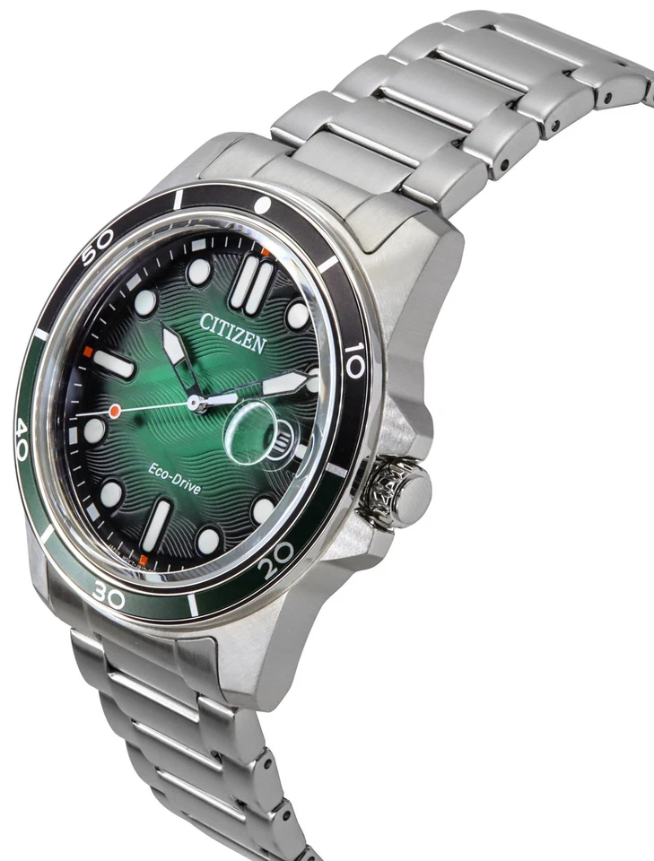 Citizen Marine Eco-Drive Stainless Steel Green Dial AW1811-82X 100M Men's Watch - image 3 of 4