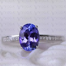 3.29Ct Oval Cut Natural Tanzanite  Diamond 100 14k SOLID White Gold Prong Ring
