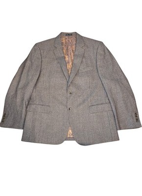 Jean-Paul Germain Brown Check 100% Wool Two Button Sport Coat Blazer Size 44R