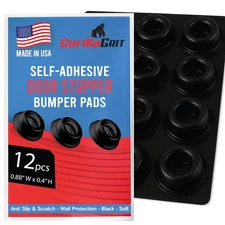 Black Door Knob Bumpers - Self-Adhesive Wall Protectors, Set of 12