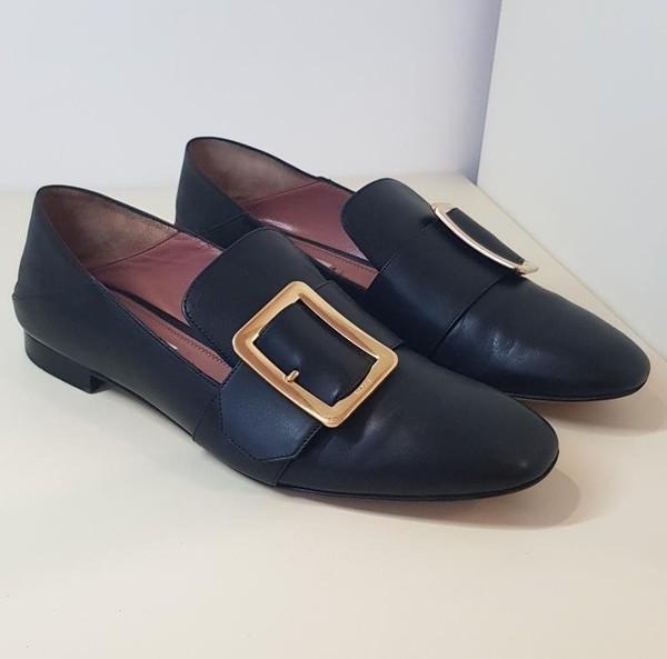 Women Bally Loafers Black Leather 39.5