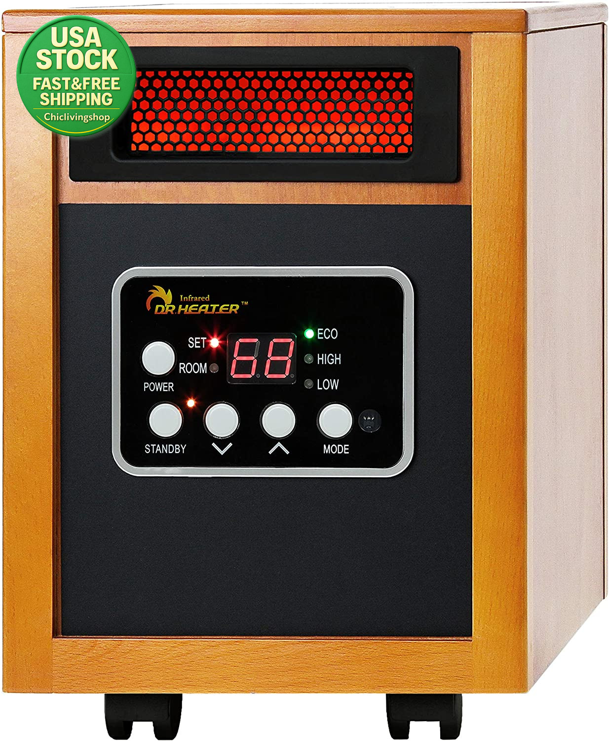 Dr-968 Portable Space Heater 1500 Watt Cherry Infrared