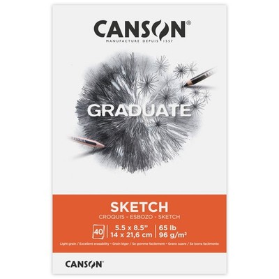 3 Pack - Canson Graduate Series Sketch Pad 5.5''X8.5''-40 Sheets - 5A0027QW-1GB25
