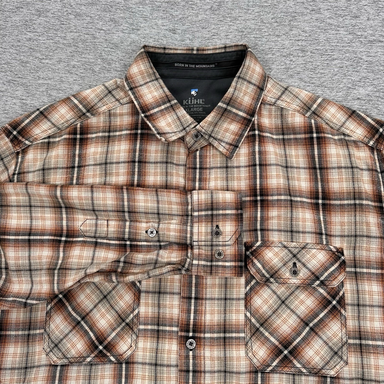 Kuhl Shirt Mens XL Plaid Flannel Long Sleeve Button Up Outdoor Camping Nature