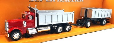 Welly 1/32 Scale Diecast 39944-2G Peterbilt 379 TIpper And Trailer - Red/Silver