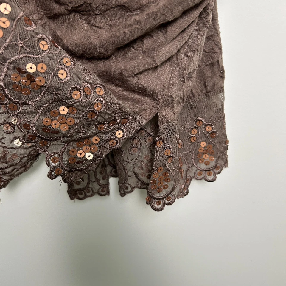 Camiseta sin mangas Y2K con ribete de encaje grande L marrón tejedores Foto 3 de 4