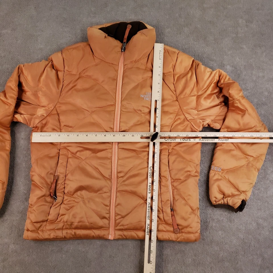Chaqueta North Face para mujer XS naranja 550 plumón acolchado acolchado acolchado cremallera completa abrigo ZZ Foto 2 de 4
