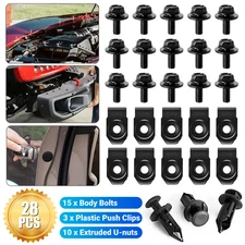 28pcs/Set Car Engine Splash Shield Body Bolts Screw Nut Fender Bumper Clip Rivet