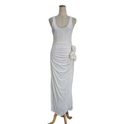 knee length dresses for ladies Rose Garden Floral Applique A-Line Midi Dress White main image 1