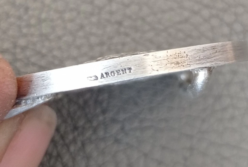 Ancienne Boucle de Ceinture Blason de Dunkerque Argent Massif Poinçons - Photo 3/3