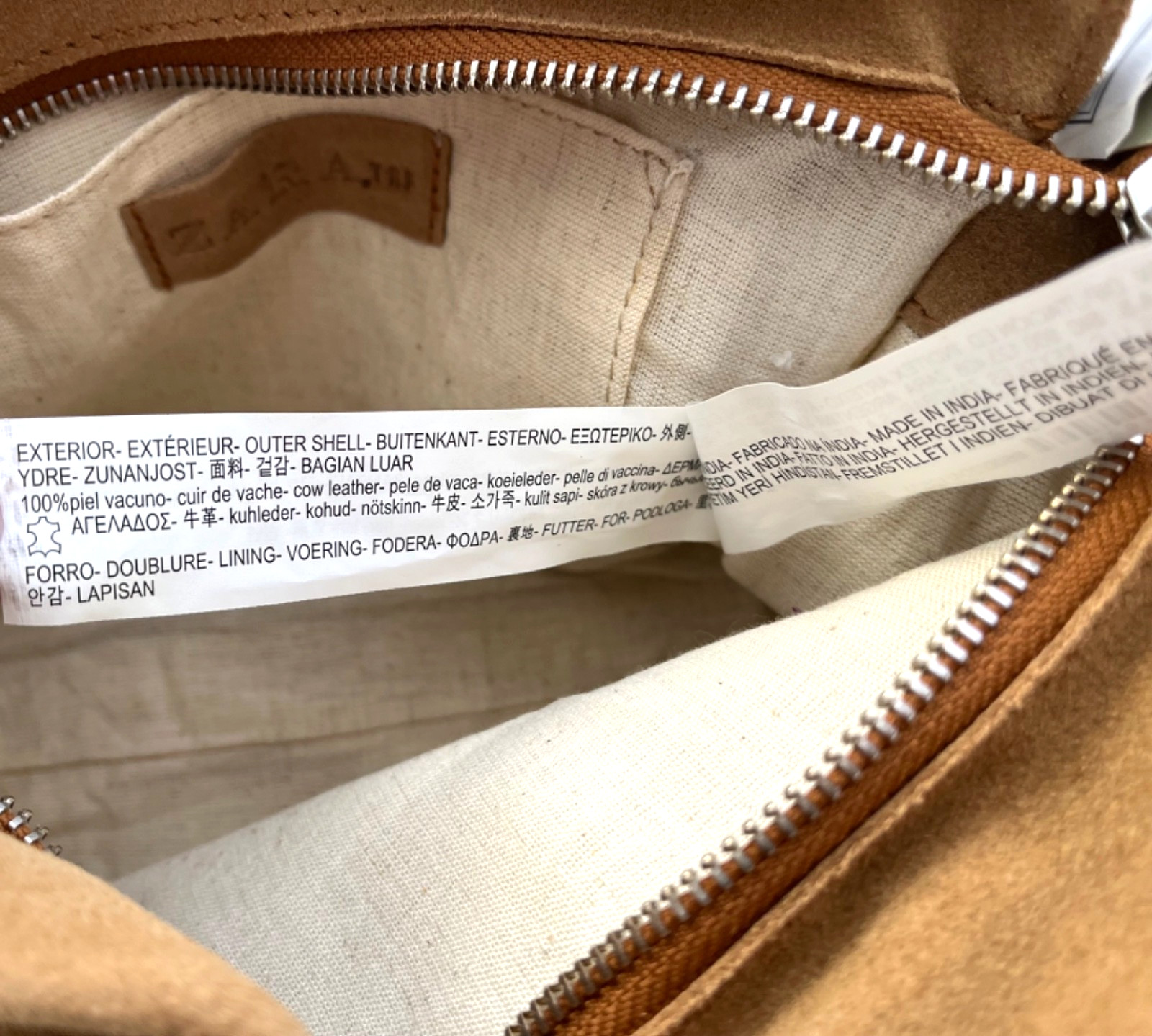 NWT ZARA 100% Leather  Suede Bag in Brown Camel Size 9" (W) x 6.5" (H) x 3" (D) thumbnail 12