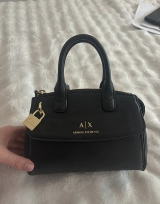 Armani Exchange Handtasche Klein Schwarz Leder Top Zustand Wie Neu