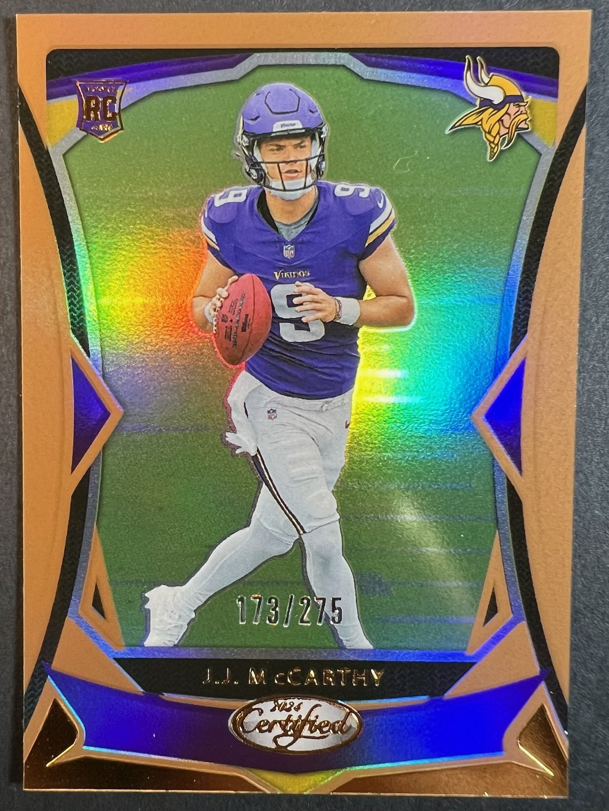 2024 Panini Certified - Rookies J.J. McCarthy #108 Mirror Bronze /275 (RC)