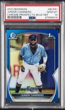 2023 BOWMAN CHROME PROSPECTS BLUE REFRACTOR JUNIOR CAMINERO 113/150 PSA 10